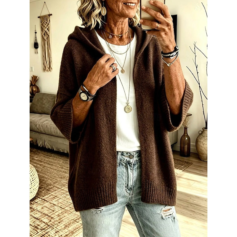 Hooded Open-Front Cardigan, Women's Cozy Fit