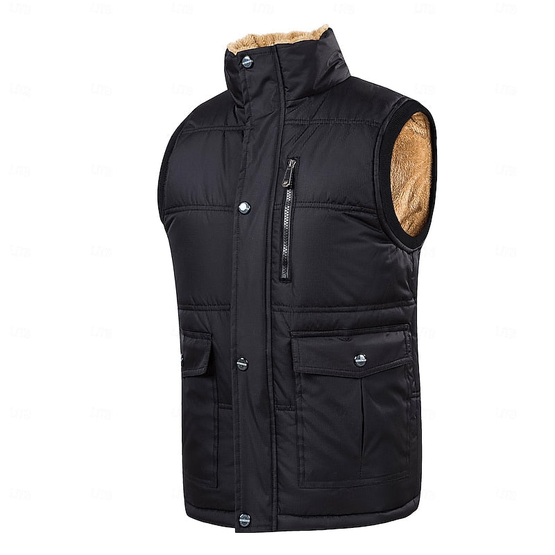 Sherpa-Lined Puffer Vest for Men, Plus Size