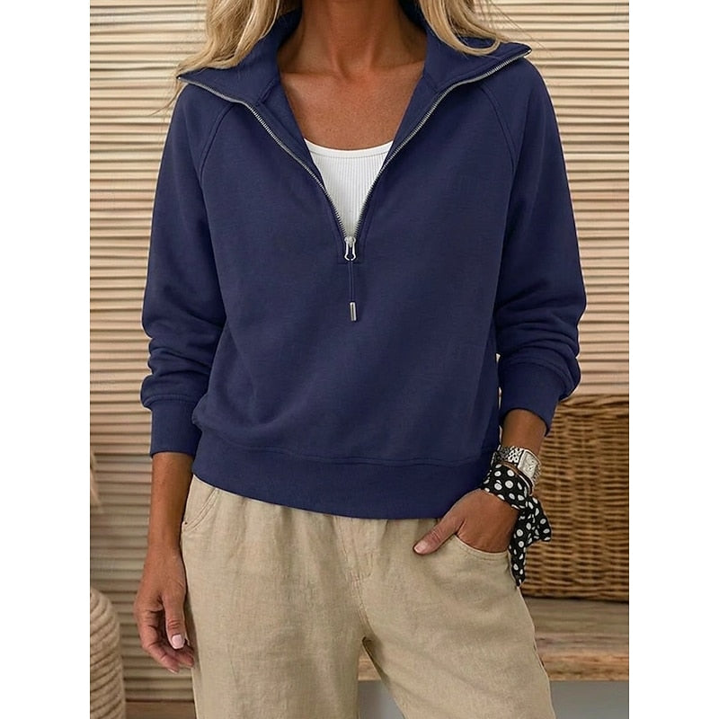 Quarter-Zip Lapel Sweatshirt for Women
