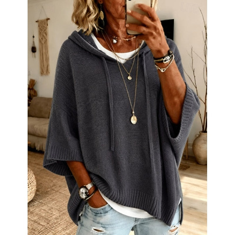 Relaxed Hooded Sweater for Women, Plus Size