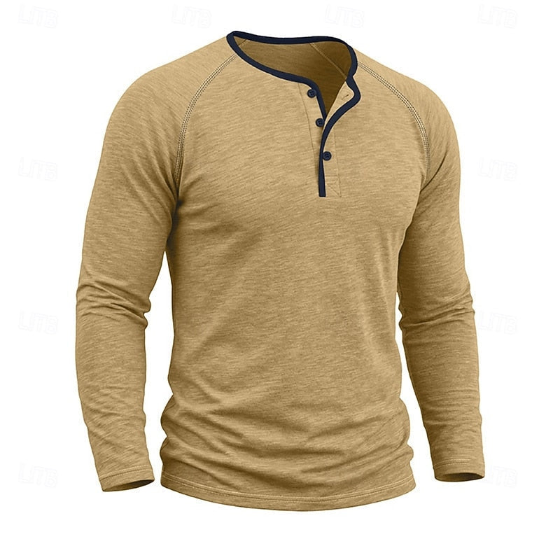 Button Henley Shirt for Men, Classic Style