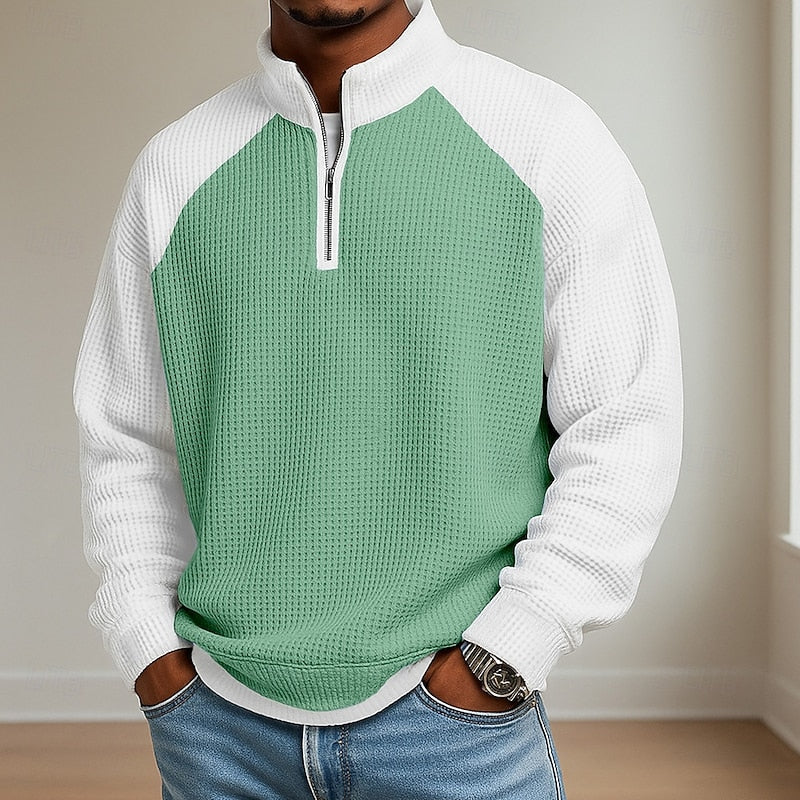 Textured Quarter-Zip Pullover for Men