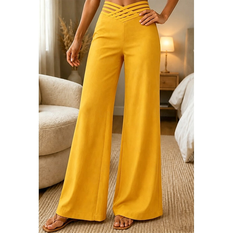 High-Waist Wide-Leg Trousers for Women, Plus Size