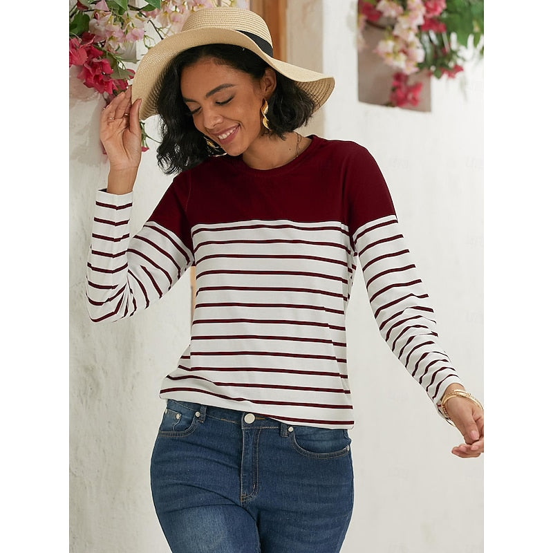 Striped Long Sleeve Top for Women