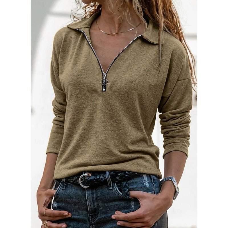 Relaxed Quarter-Zip Top for Women
