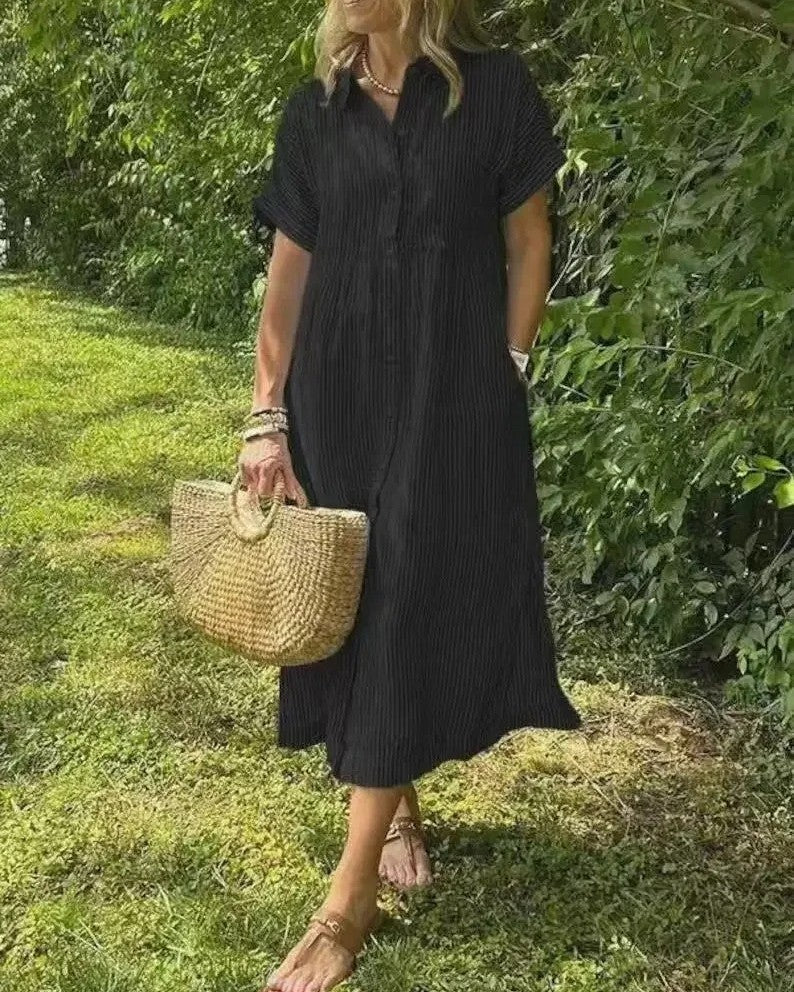 Casual Stripe Midi Dress for Women