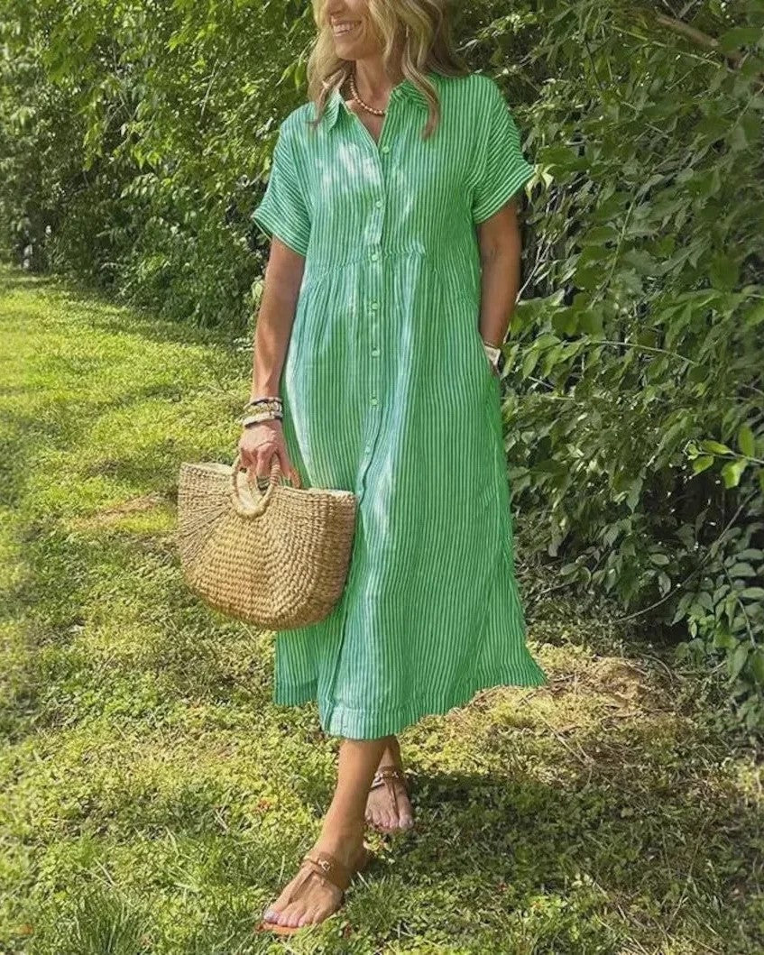 Casual Stripe Midi Dress for Women