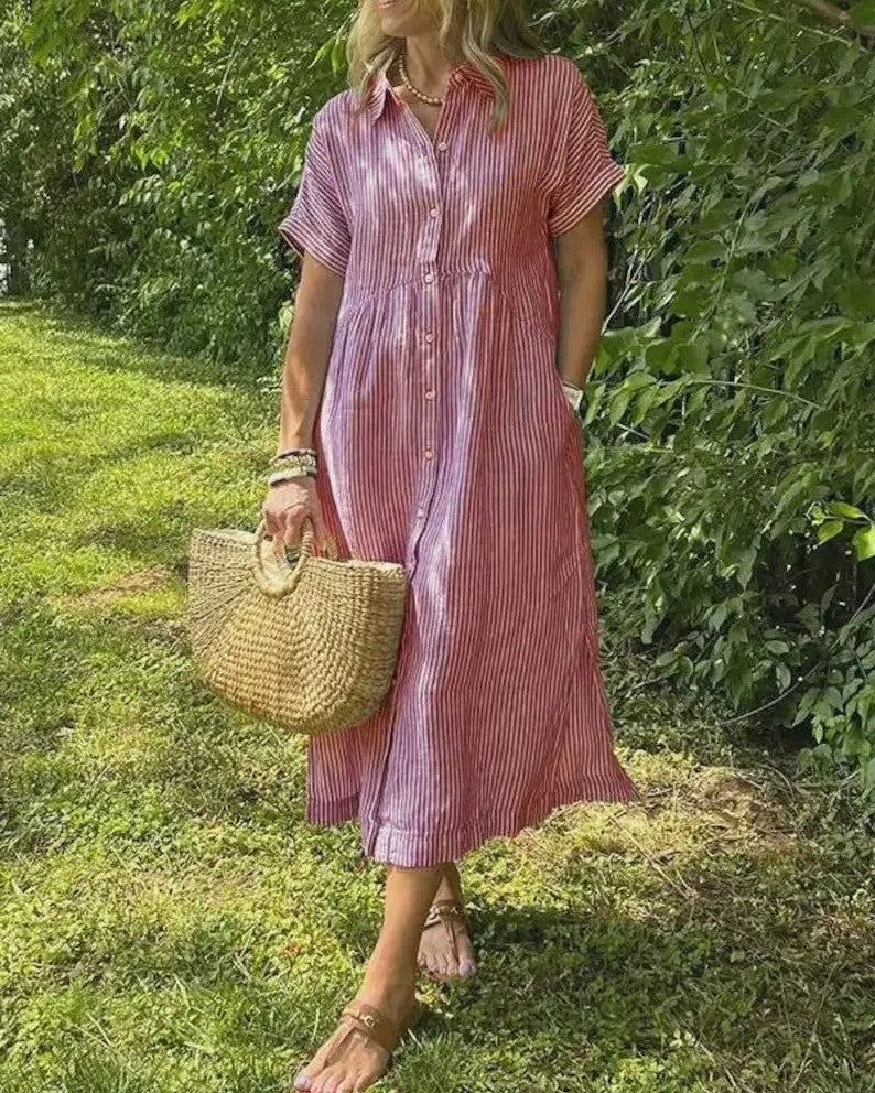 Casual Stripe Midi Dress for Women