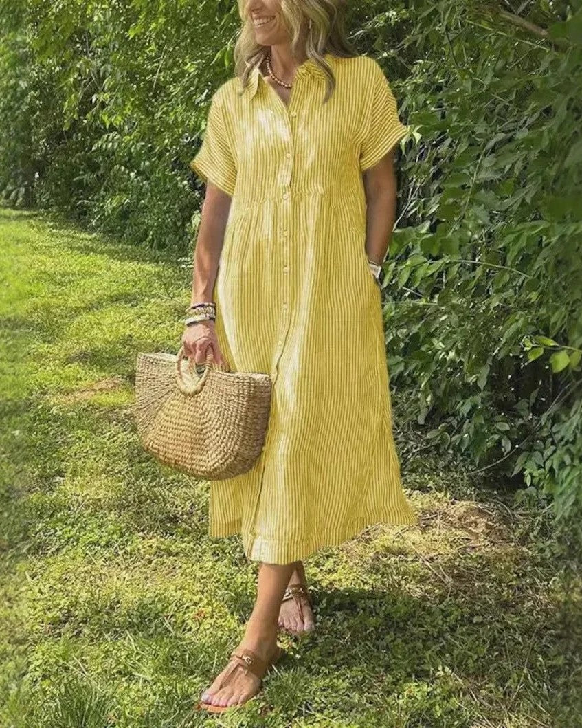 Casual Stripe Midi Dress for Women