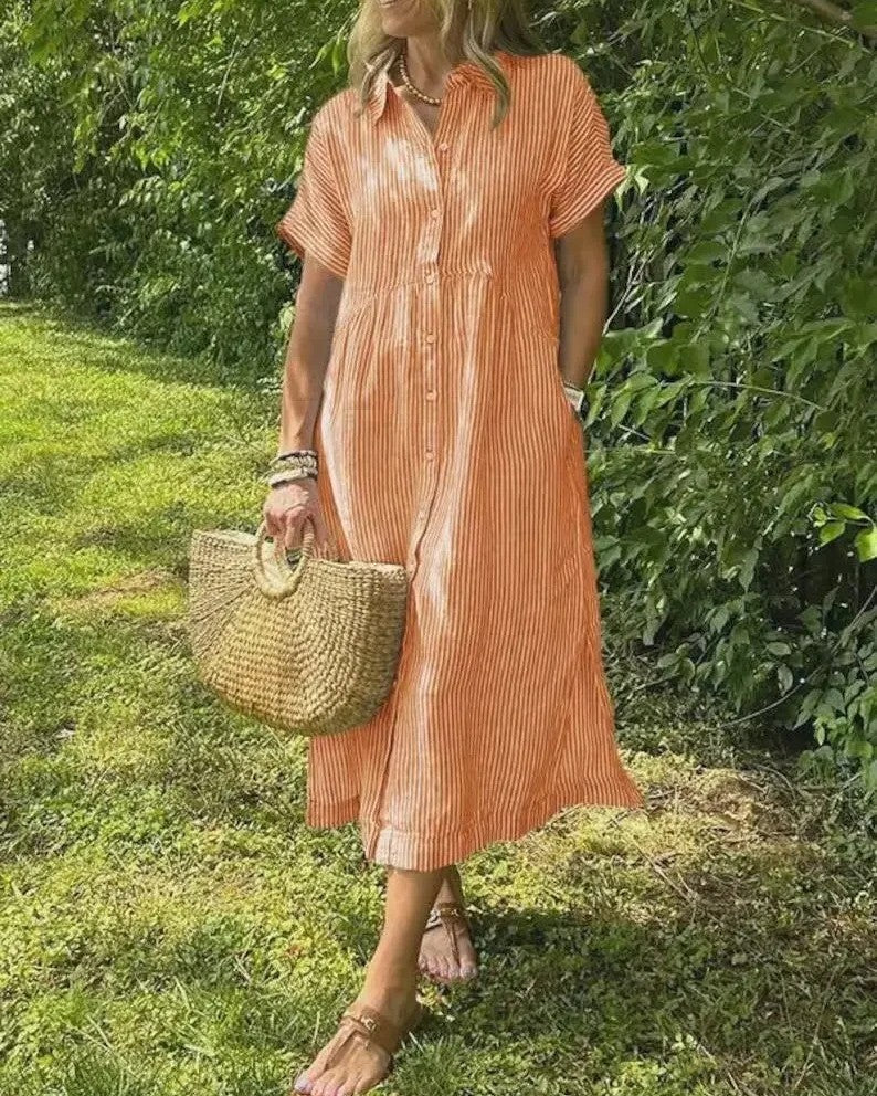 Casual Stripe Midi Dress for Women