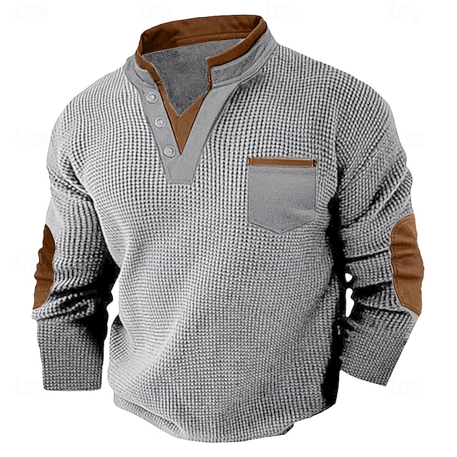 Henley Shirt for Men, Textured Style