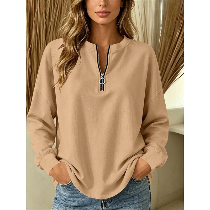 Quarter-Zip Top for Women, Relaxed Style