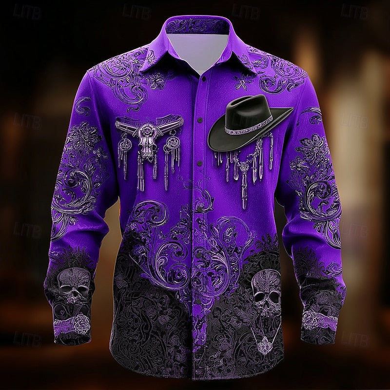 Western Halloween Statement Shirt for Men, Plus Size