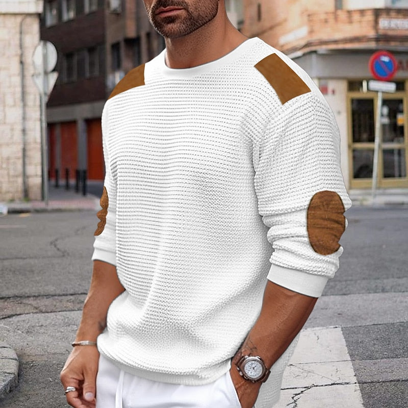 Textured Crew Neck Sweater for Men