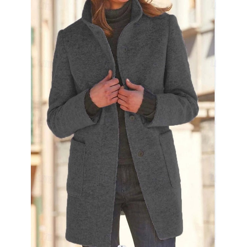 Refined Stand-Collar Coat for Women, Plus Size