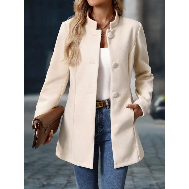 Stand-Collar Coat, Women's Elegant Fit
