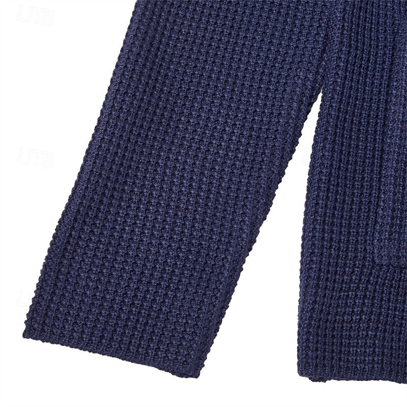 Stand-Collar Cardigan for Men, Textured Style