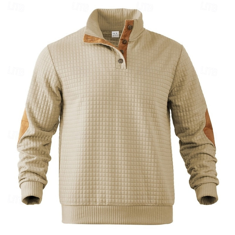 Standing-Collar Pullover for Men, Textured Style