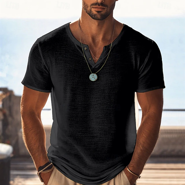 Henley T-Shirt for Men, Relaxed Style