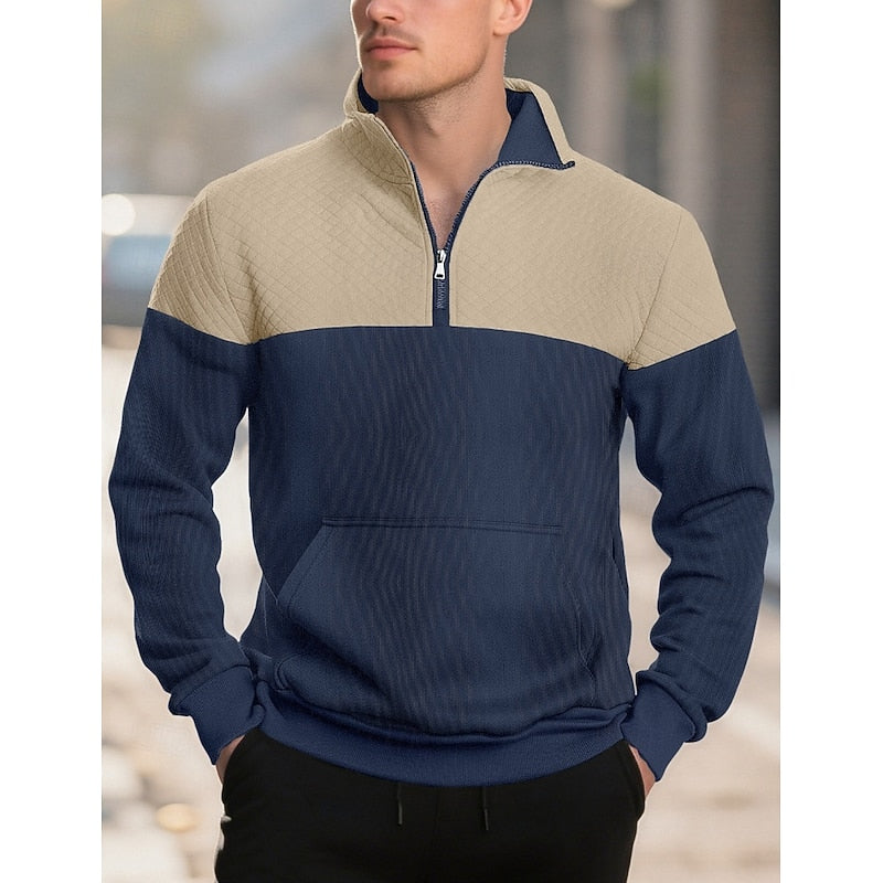 Quarter-Zip Sweatshirt for Men, Textured Style