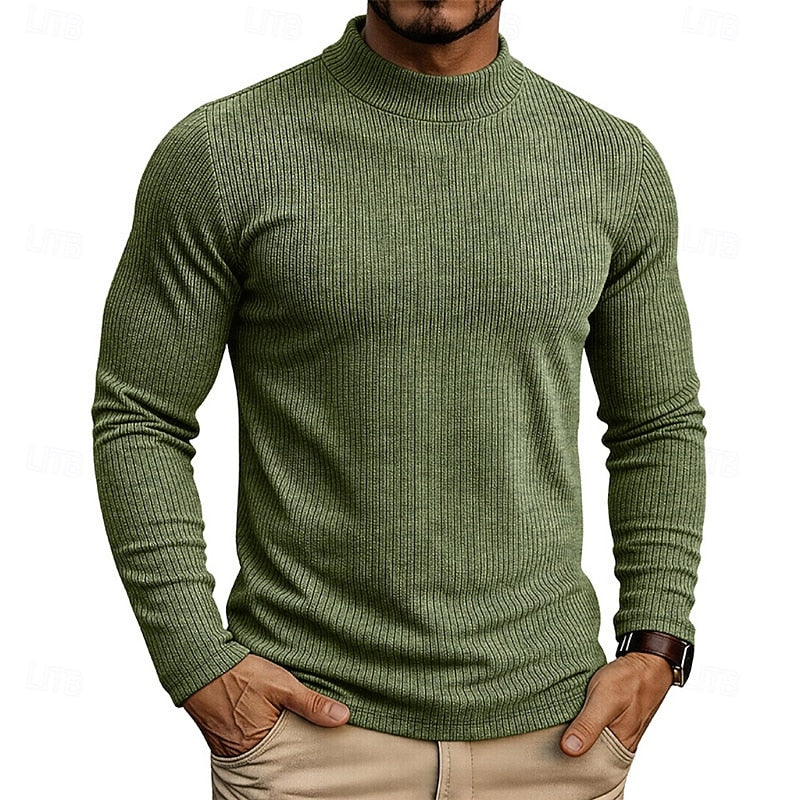 Ribbed Mock-Neck Top for Men, Plus Size