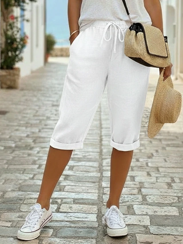 Drawstring Capris for Women, Relaxed Style