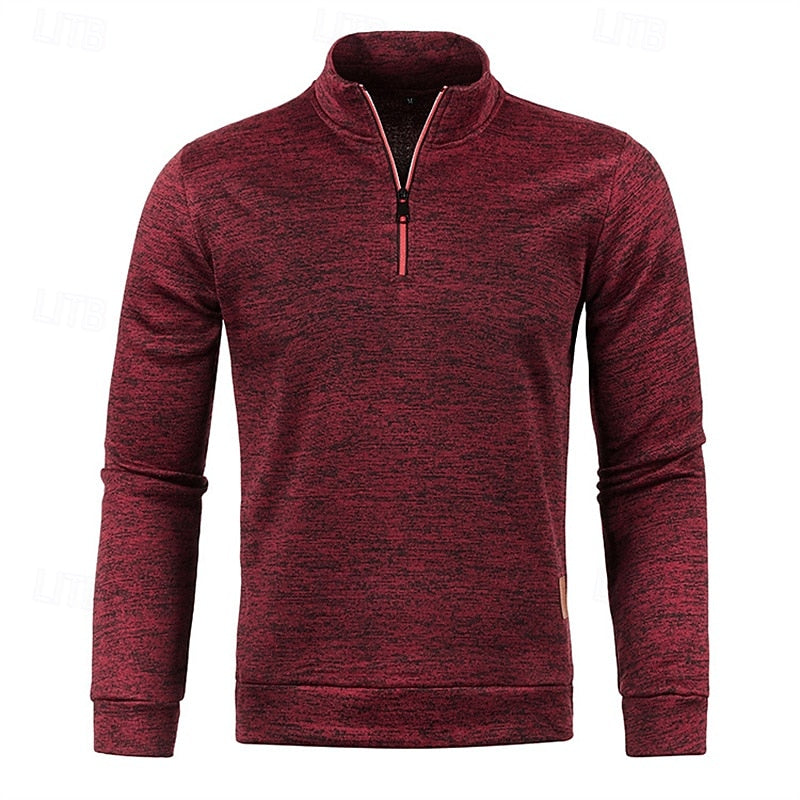 Quarter-Zip Textured Pullover Sweater for Men, Plus Size