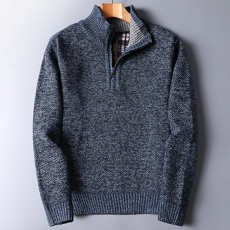 Quarter-Zip Stand Collar Sweater for Men