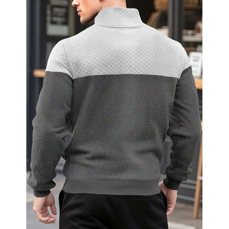 Quarter-Zip Sweatshirt for Men, Textured Style