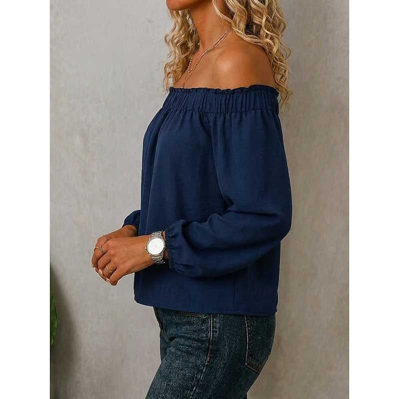 Off-Shoulder Ruffle Top for Women, Plus Size