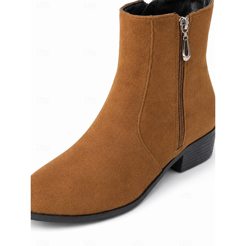 Side-Zip Block Heel Ankle Boots for Women