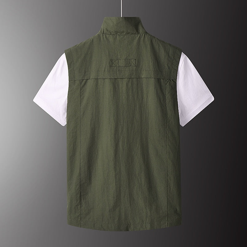 Grey Utility Multi-Pocket Vest for Men