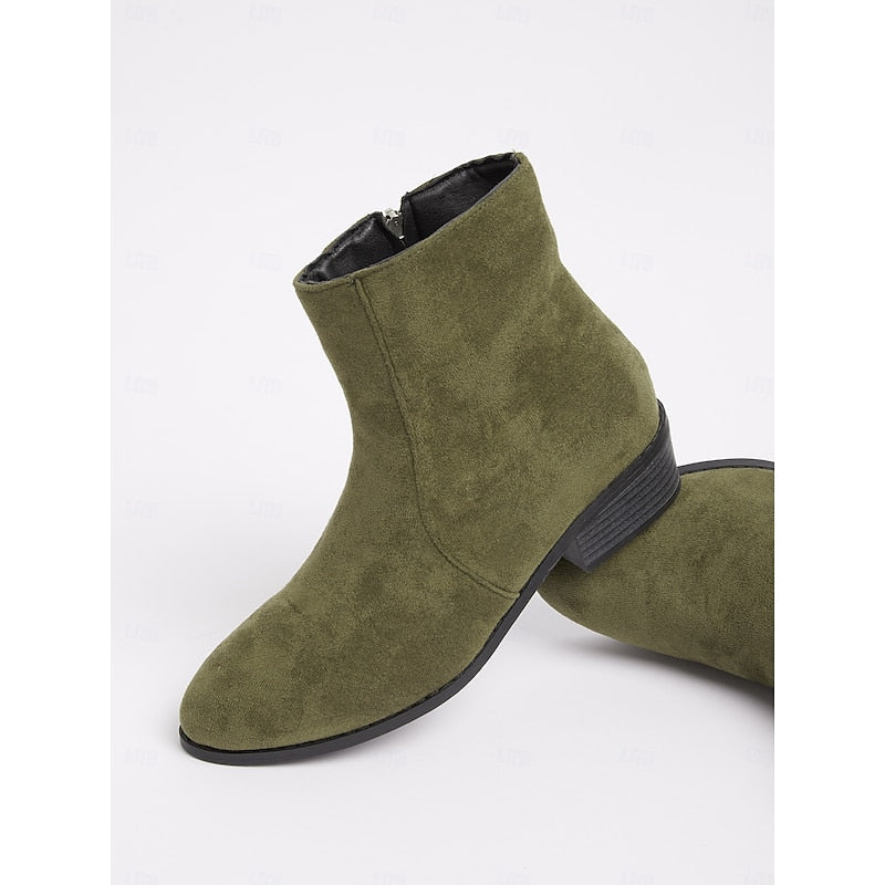 Side-Zip Block Heel Ankle Boots for Women