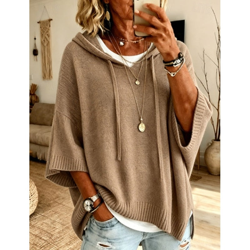 Relaxed Hooded Sweater for Women, Plus Size