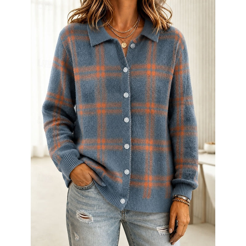 Plaid Button Cardigan, Women's Classic Fit