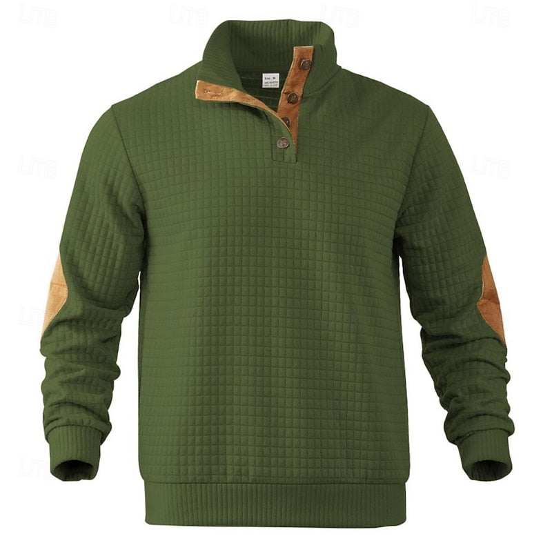Standing-Collar Pullover for Men, Textured Style