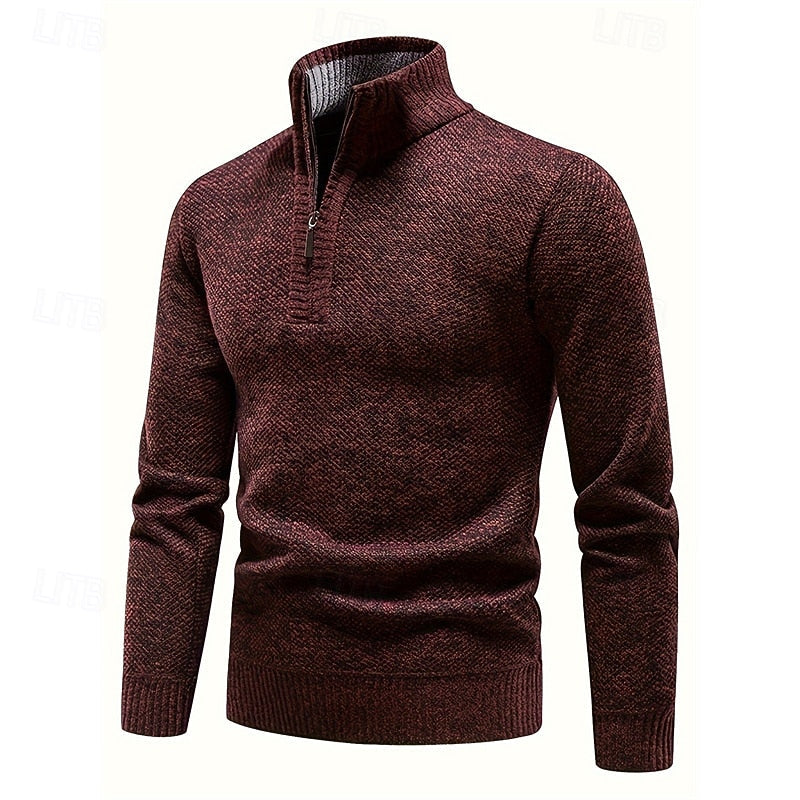 Quarter-Zip Stand-Collar Sweater for Men