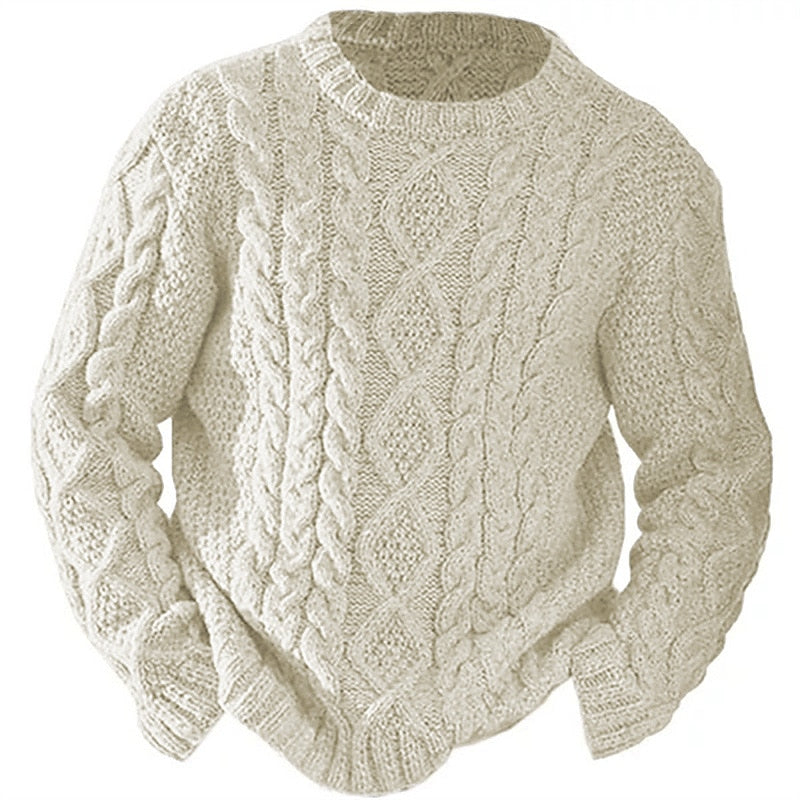 Cable Knit Crew Neck Sweater for Men