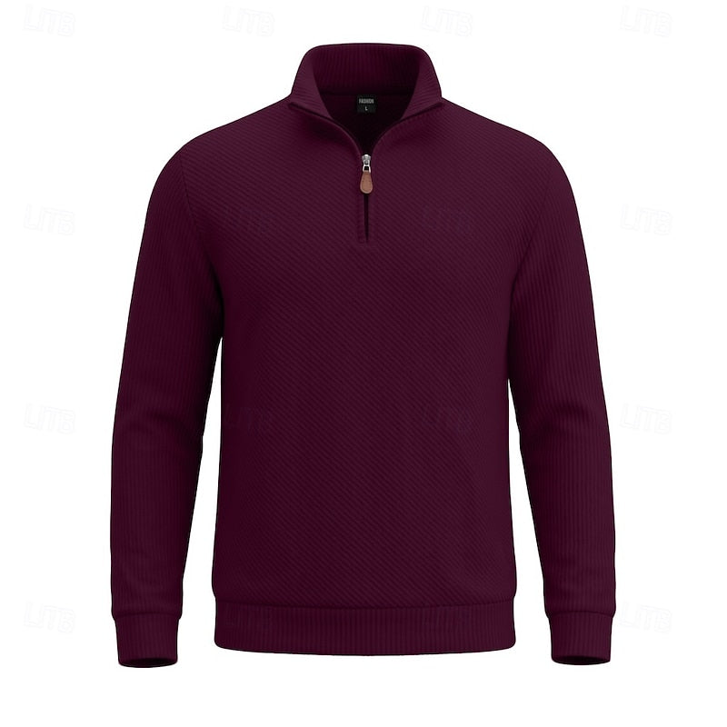 Quarter-Zip Pullover for Men, Textured Style