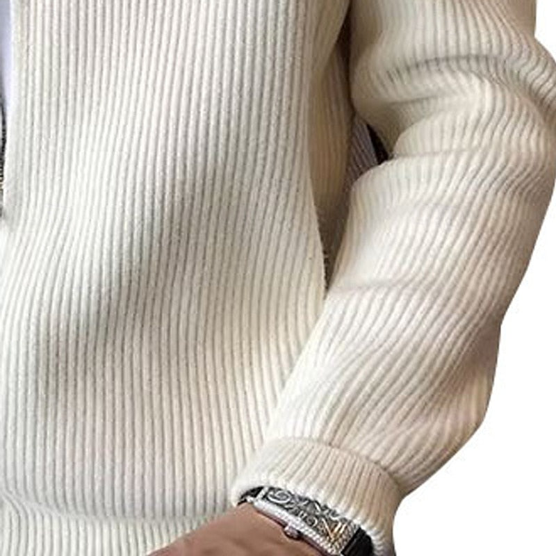 Ribbed Zip-Front Cardigan for Men