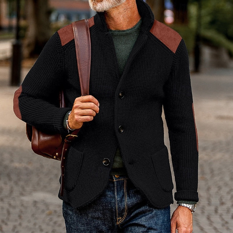 Textured Knit Cardigan for Men