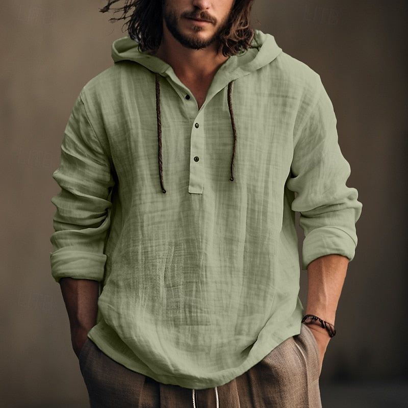 Hooded Shirt for Men, Relaxed Style