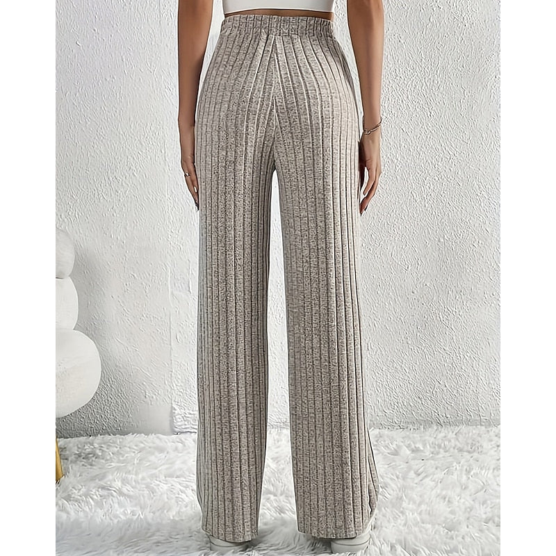 Ladies Wide-Leg High-Waist Pants
