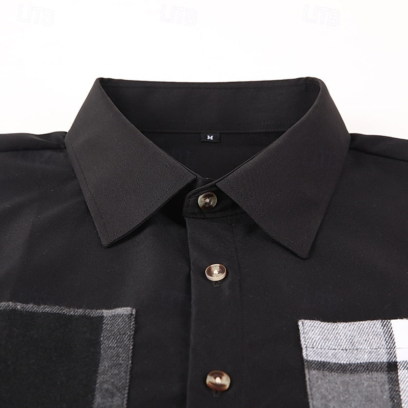 Patchwork Shirt Jacket, Men's Modern Fit