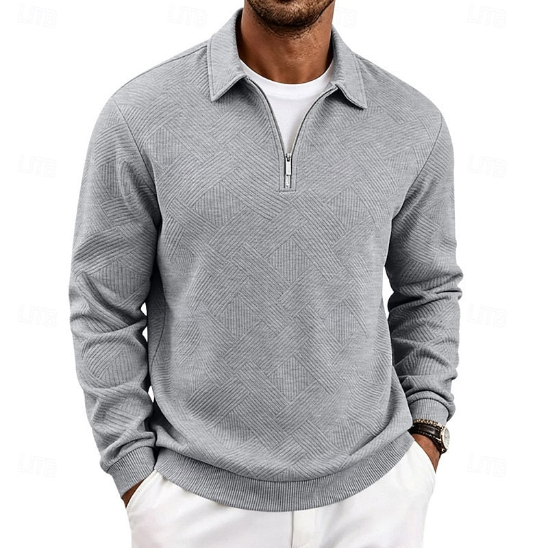 Textured Quarter-Zip Pullover for Men, Plus Size