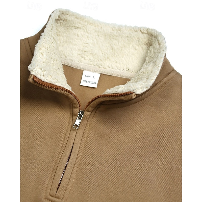 Standing Collar Half-Zip Pullover for Men, Plus Size