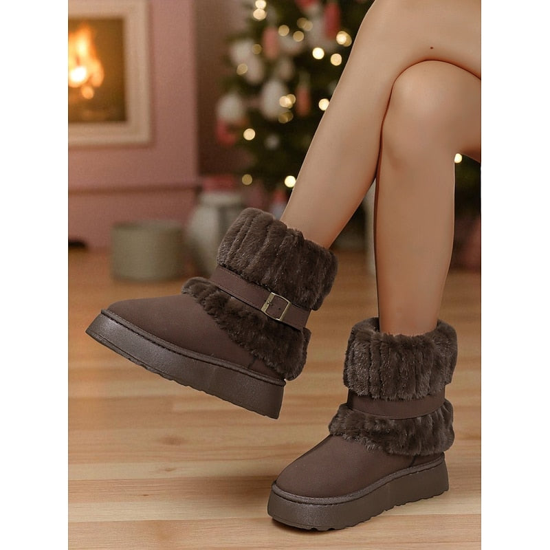 Fur-Trimmed Snow Boots for Women, Cozy Style