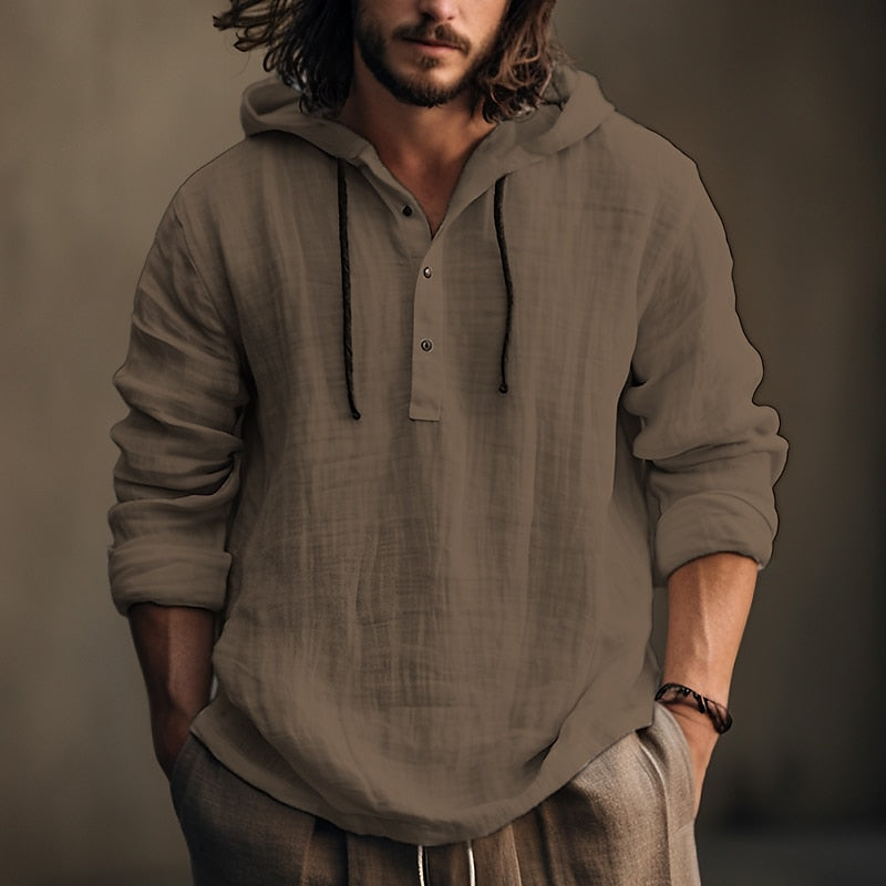 Hooded Shirt for Men, Relaxed Style