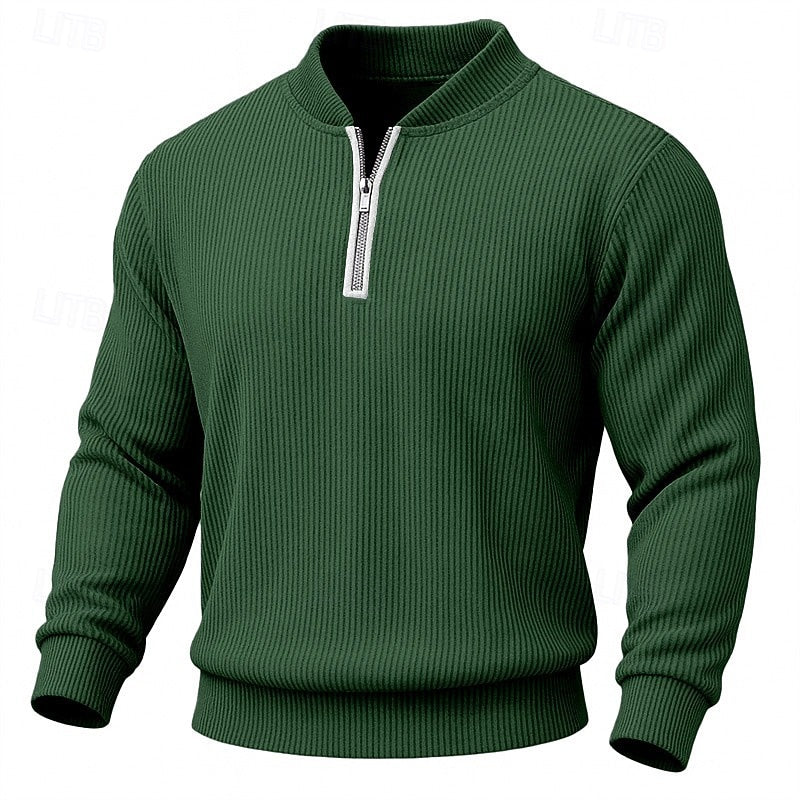 Ribbed Quarter-Zip Pullover for Men