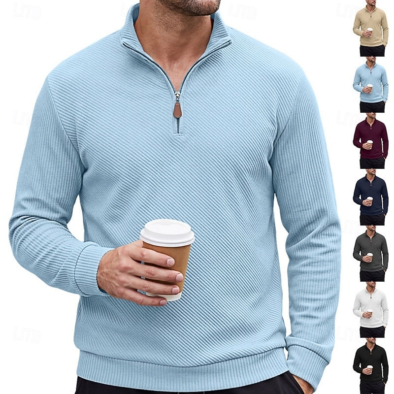 Quarter-Zip Pullover for Men, Textured Style